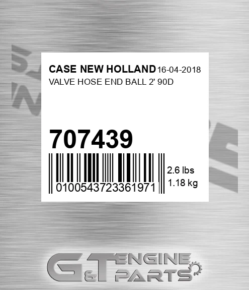 7,07439 Valve Hose End Ball 2' 90d for CASE NEW HOLLAND