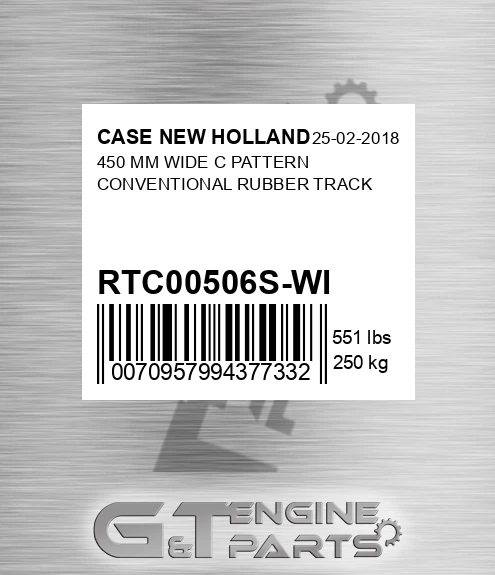 RTC00506S-WI 450 Mm Wide C Pattern Conventional Rubber Track