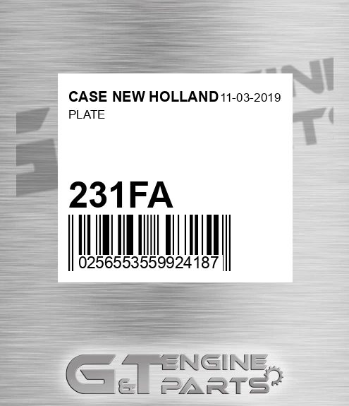 231FA Plate for CASE NEW HOLLAND
