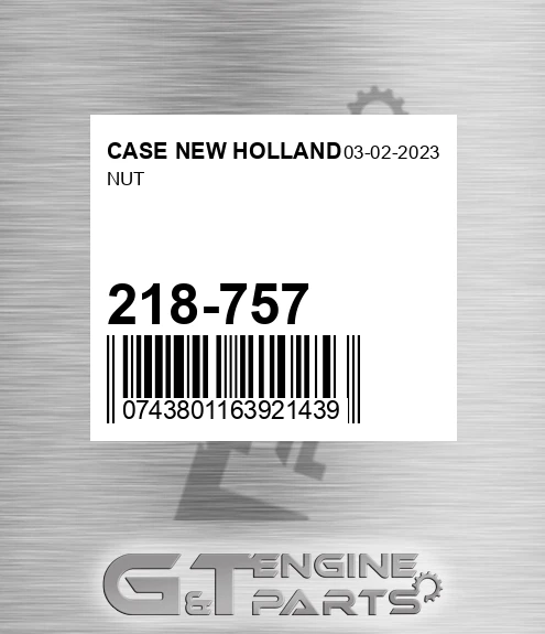 218-757 Nut for CASE NEW HOLLAND