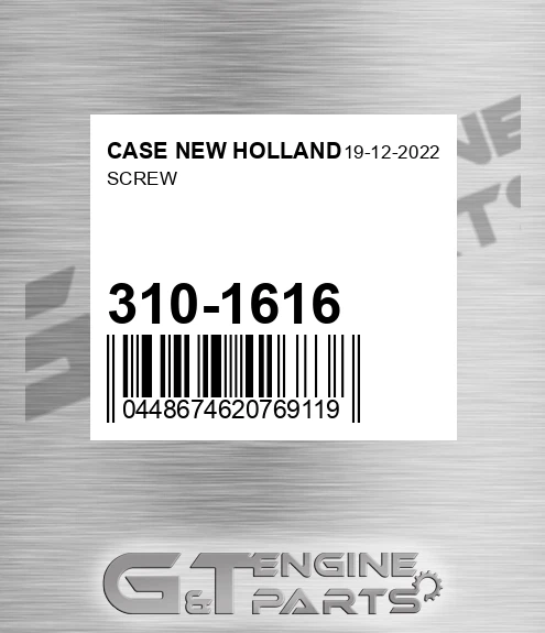 310-1616 Screw for CASE NEW HOLLAND