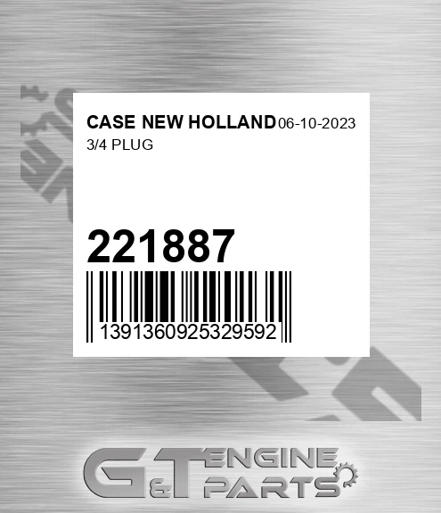 221-887 3/4 Plug for CASE NEW HOLLAND