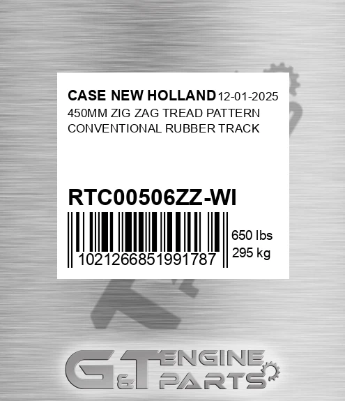 RTC00506ZZ-WI 450mm Zig Zag Tread Pattern Conventional Rubber Track