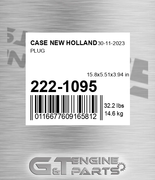 222-1095 Plug for CASE NEW HOLLAND