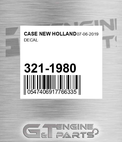 321-1980 Decal for CASE NEW HOLLAND