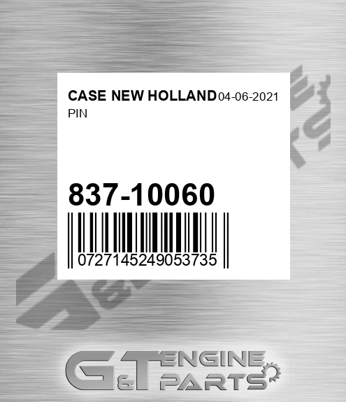 837-10060 Pin for CASE NEW HOLLAND
