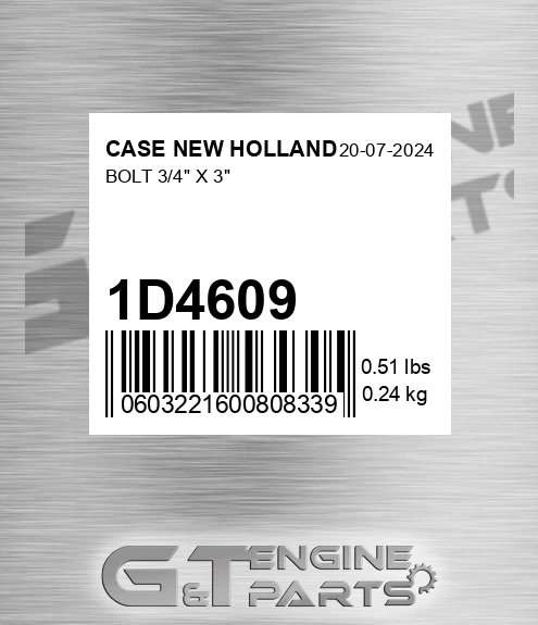 1D4609 Bolt 3/4" X 3"
