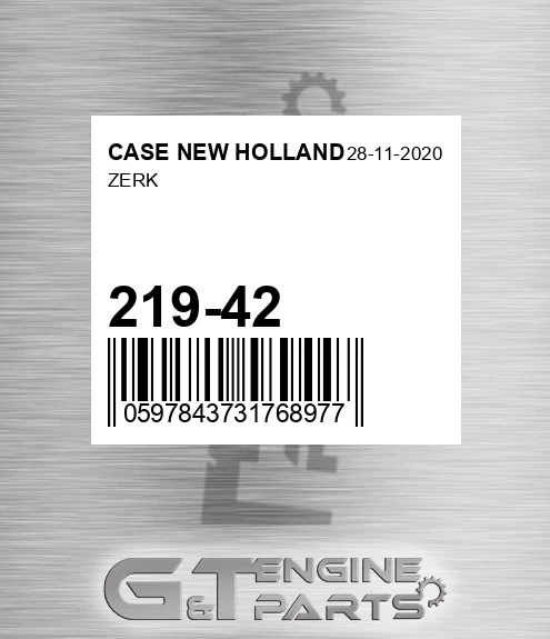 219-42 Zerk for CASE NEW HOLLAND