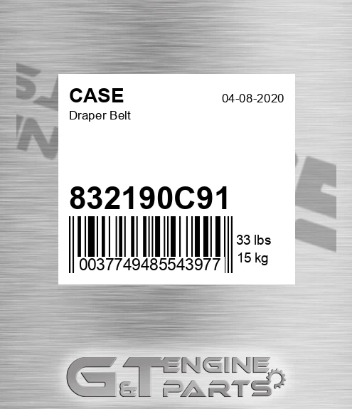 832190C91 CASE Draper Belt