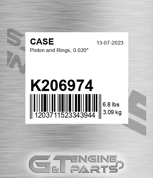K206974 Piston And Rings, 0.020"