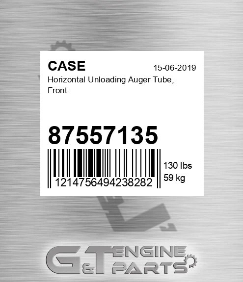 87557135 Horizontal Unloading Auger Tube, Front