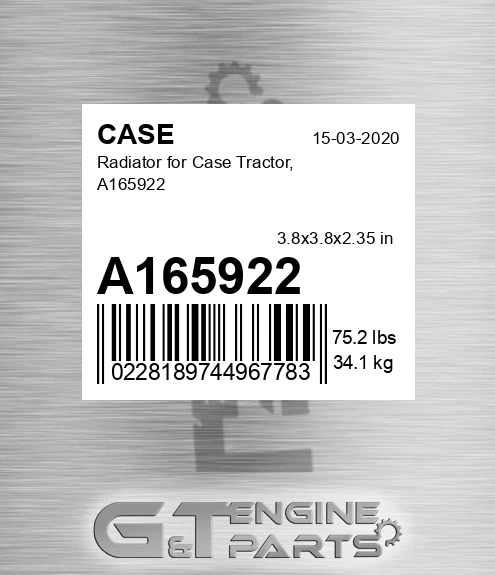 A165922 Radiator For Tractor,