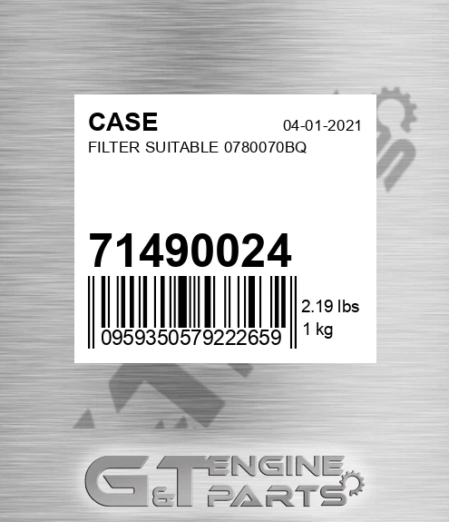 71490024 Filter Suitable 0780070bq