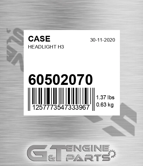 60502070 CASE Headlight H3