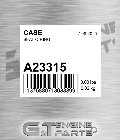 A23315 CASE Seal O-ring