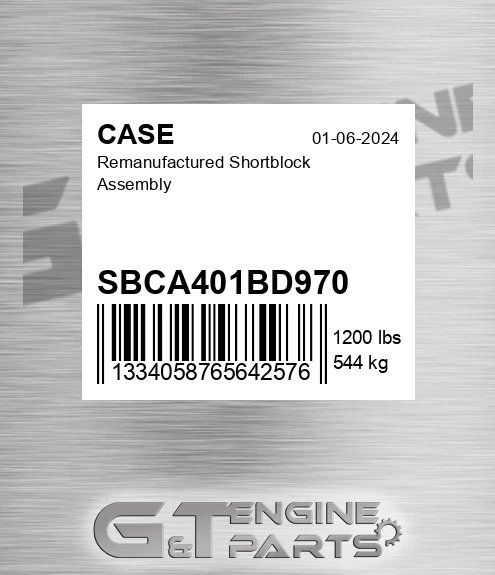 SBCA401BD970 Remanufactured Shortblock Assembly