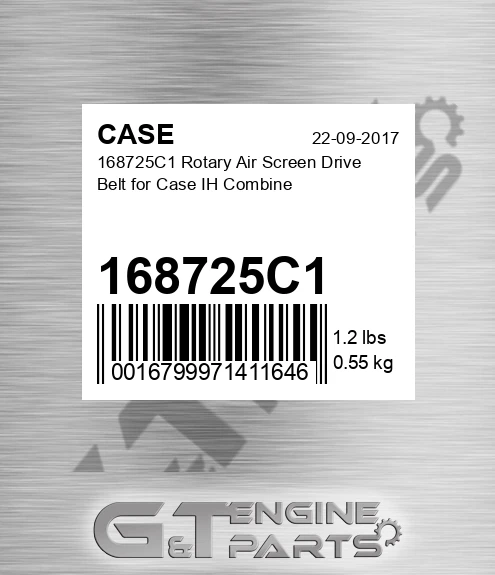 168725C1 CASE Rotary Air Screen Drive Belt For Case Ih Combine