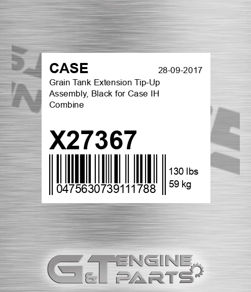 X27367 Grain Tank Extension Tip-up Assembly, Black For Ih Combine