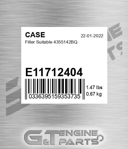 E11712404 Filter Suitable 4355142bq