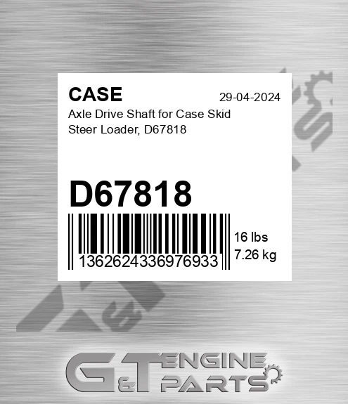 D67818 CASE Axle Drive Shaft For Case Skid Steer Loader,