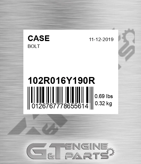 102R016Y190R Bolt for CASE