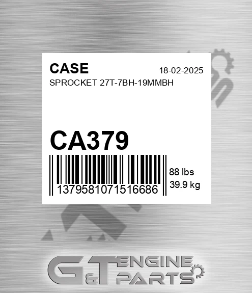 CA379 CASE Sprocket 27t-7bh-19mmbh
