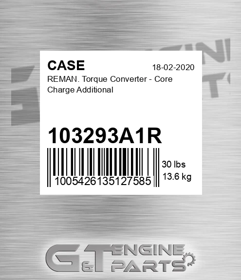 103293A1R Reman. Torque Converter - Core Charge Additional