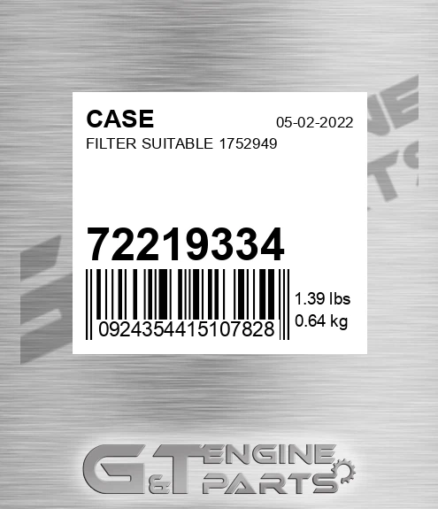 72219334 Filter Suitable 1752949