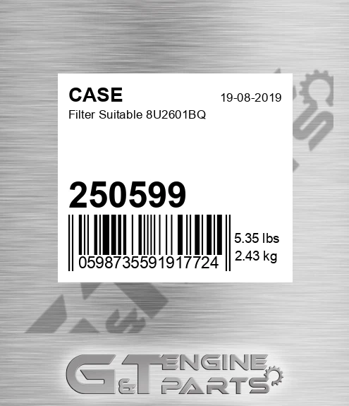 250599 CASE Filter Suitable 8u2601bq