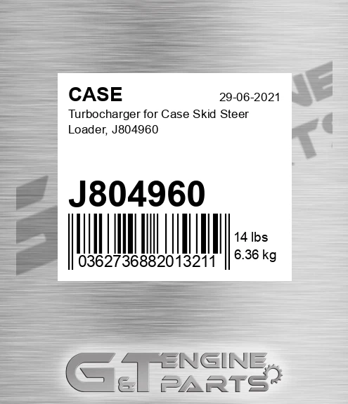 J804960 CASE Turbocharger For Case Skid Steer Loader,