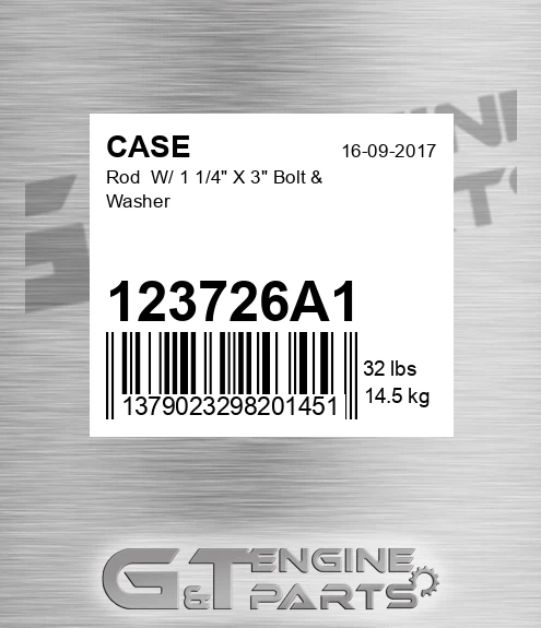 123726A1 CASE Rod W/ 1 1/4" X 3" Bolt & Washer