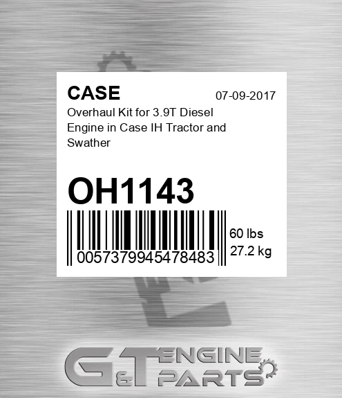 OH1143 Overhaul Kit For 3.9t Diesel Engine In Ih Tractor And Swather