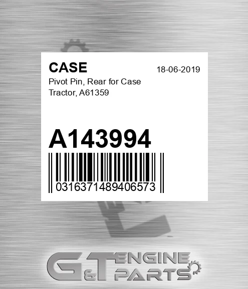 A143994 CASE Pivot Pin, Rear For Case Tractor, A61359