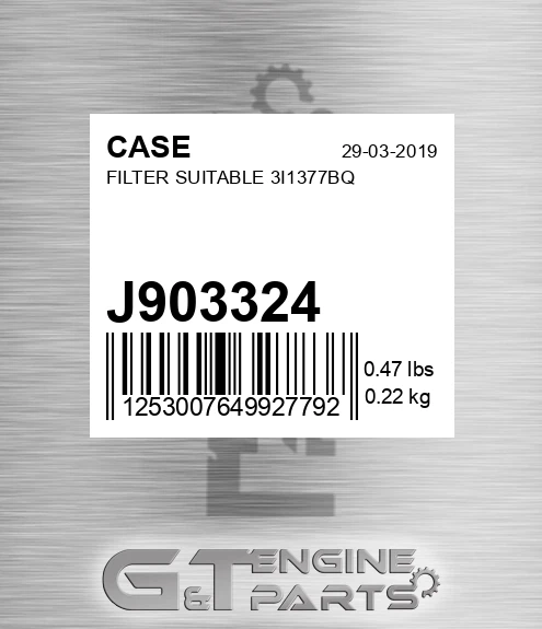 J903324 Filter Suitable 3i1377bq