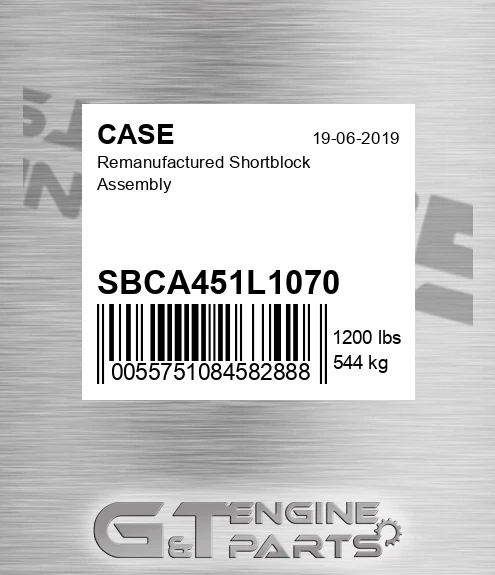 SBCA451L1070 Remanufactured Shortblock Assembly