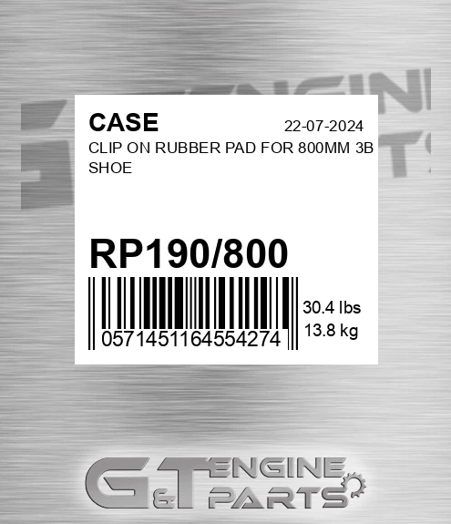 RP190/800 Clip On Rubber Pad For 800mm 3b Shoe