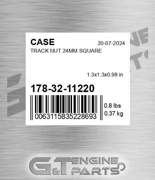 178-32-11220 CASE Track Nut 24mm Square