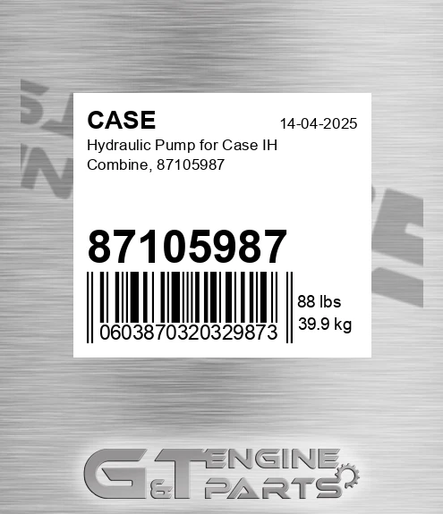 87105987 CASE Hydraulic Pump For Case Ih Combine,