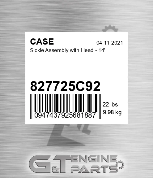 827725C92 CASE Sickle Assembly With Head - 14'