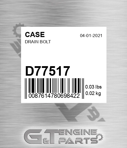 D77517 Drain Bolt