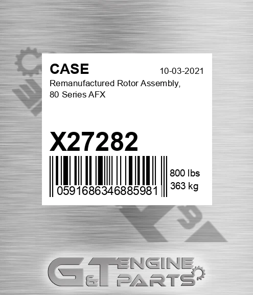 X27282 CASE Remanufactured Rotor Assembly, 80 Series Afx