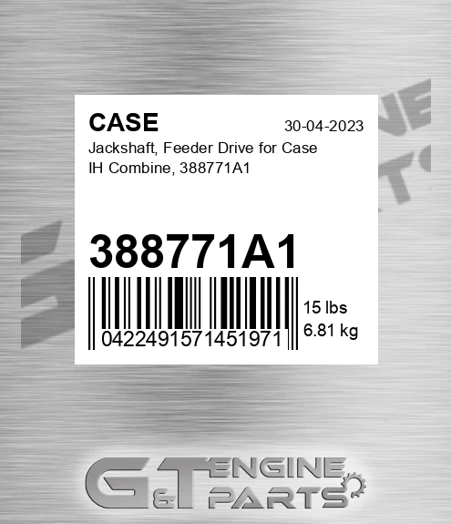 388771A1 CASE Jackshaft, Feeder Drive For Case Ih Combine,