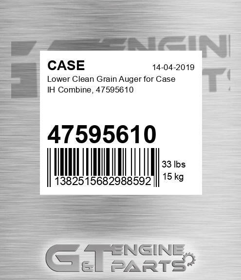 47595610 CASE Lower Clean Grain Auger For Case Ih Combine,