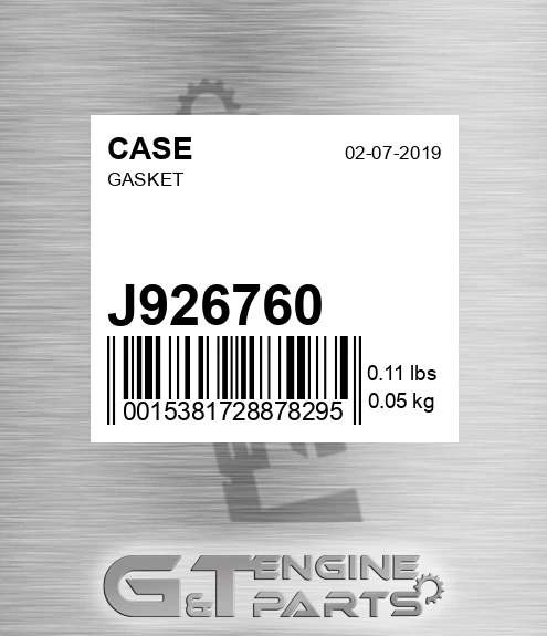 J926760 CASE Gasket