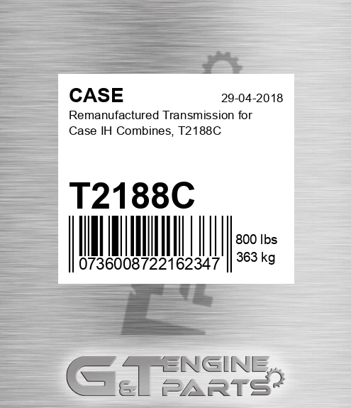 T2188C Remanufactured Transmission For Ih Combines,