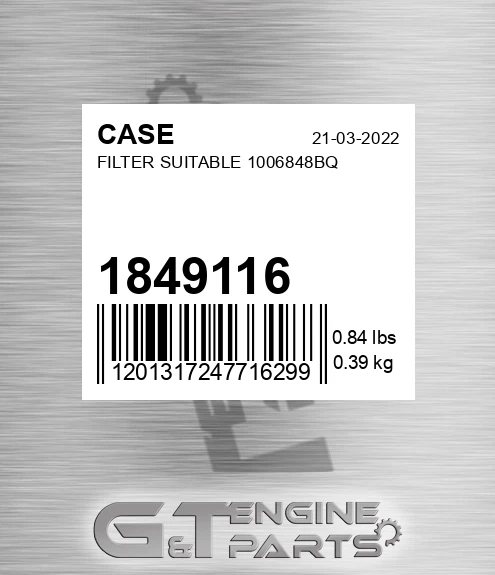 1849116 Filter Suitable 1006848bq