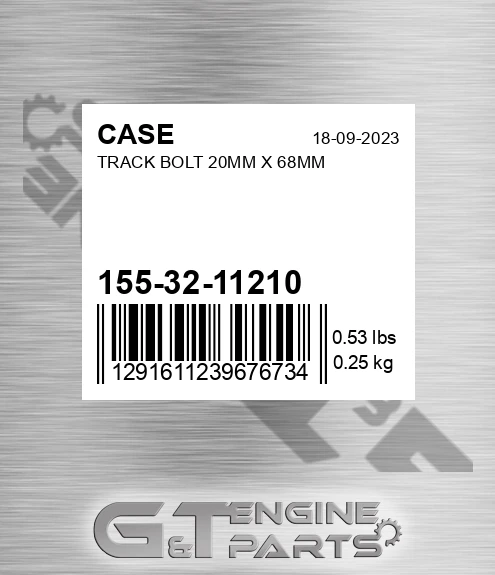 155-32-11210 CASE Track Bolt 20mm X 68mm