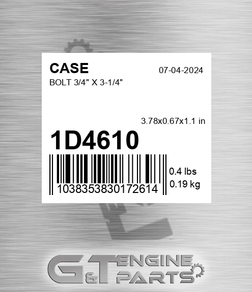 1D4610 Bolt 3/4" X 3-1/4"