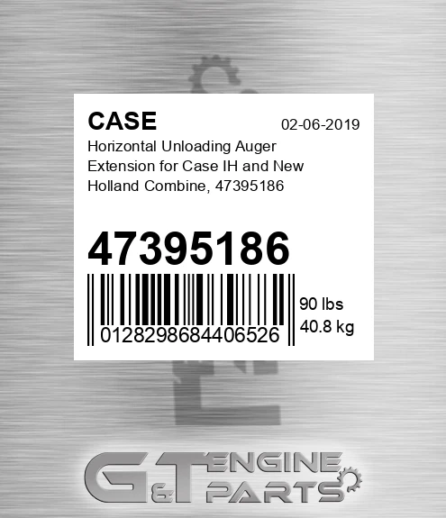 47395186 Horizontal Unloading Auger Extension For Ih And New Holland Combine,