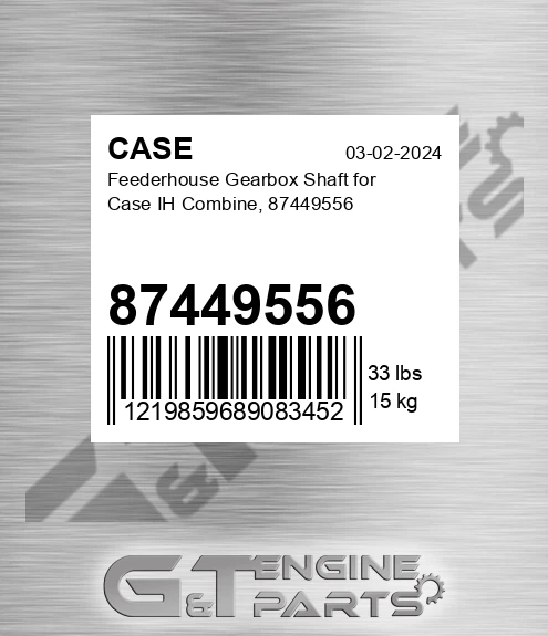 87449556 Feederhouse Gearbox Shaft For Ih Combine,
